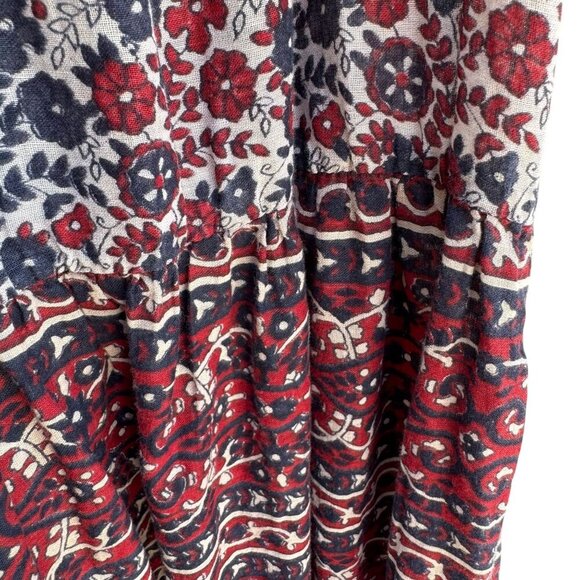 Kaiser Floral Red Blue Hippie Sleeveless India Cotton Boho Festival Maxi Dress M - Picture 4 of 9
